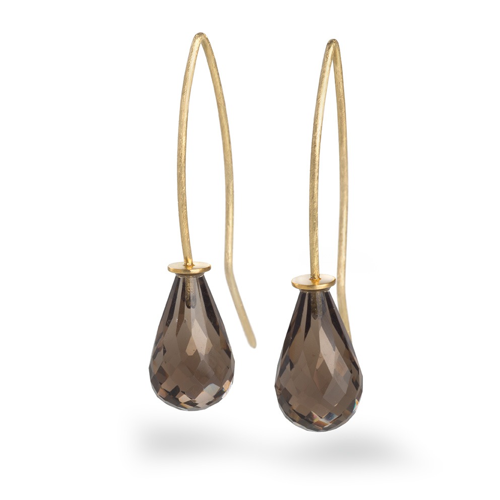 18ct White Gold Earrings with Smoky Quartz Briolettes