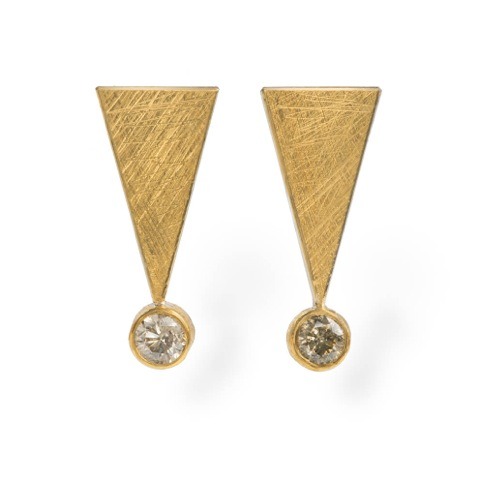 24ct Gold and Silver Earrings with Round Diamonds (3.5mm, 0.36ct)