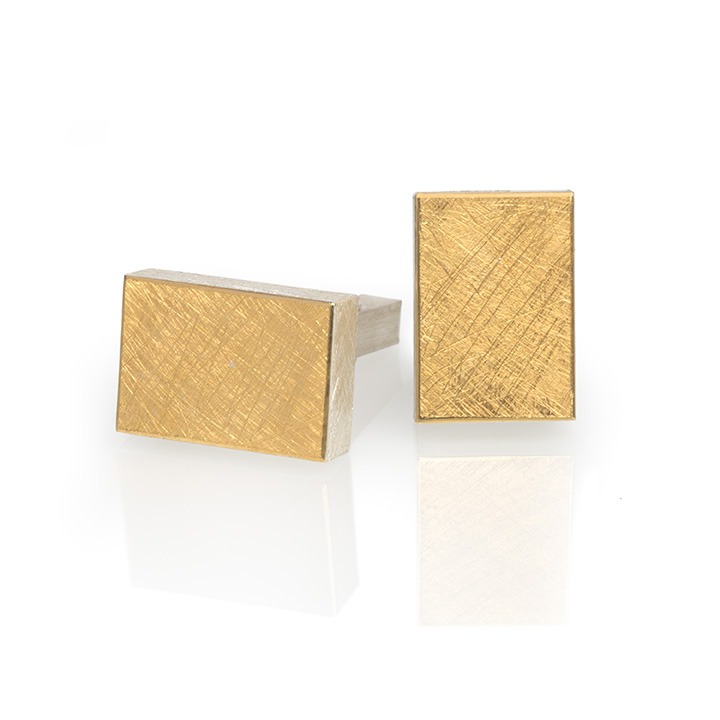 24ct Gold and Silver Rectangular Cufflinks (15 x 10mm)