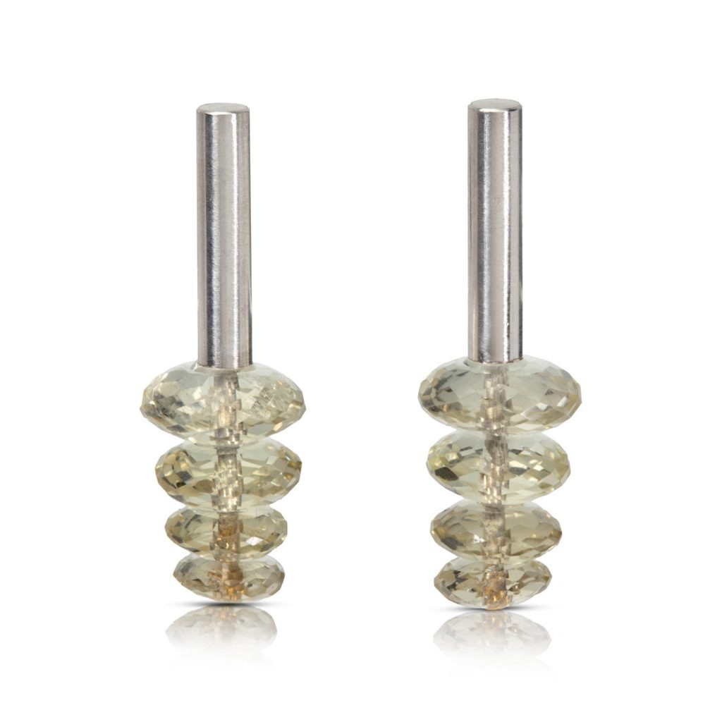 Silver Earrings with Citrine and 24ct Gold Bubble