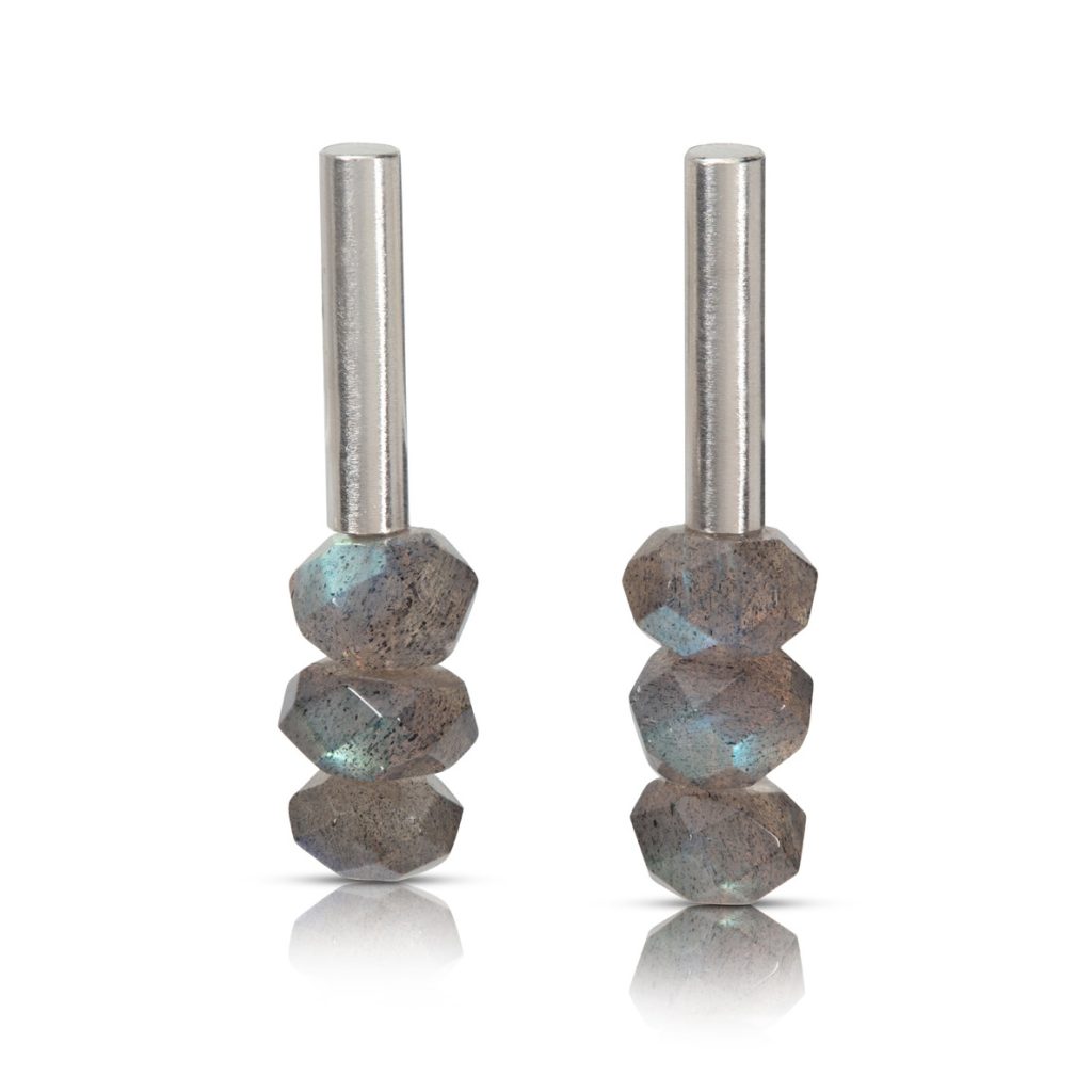 Silver Earrings with Labradorite and 24ct Gold Bubble